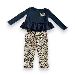 Little Sleepies Classic Leopard Matching Peplum and Leggings Set 12-18 Months